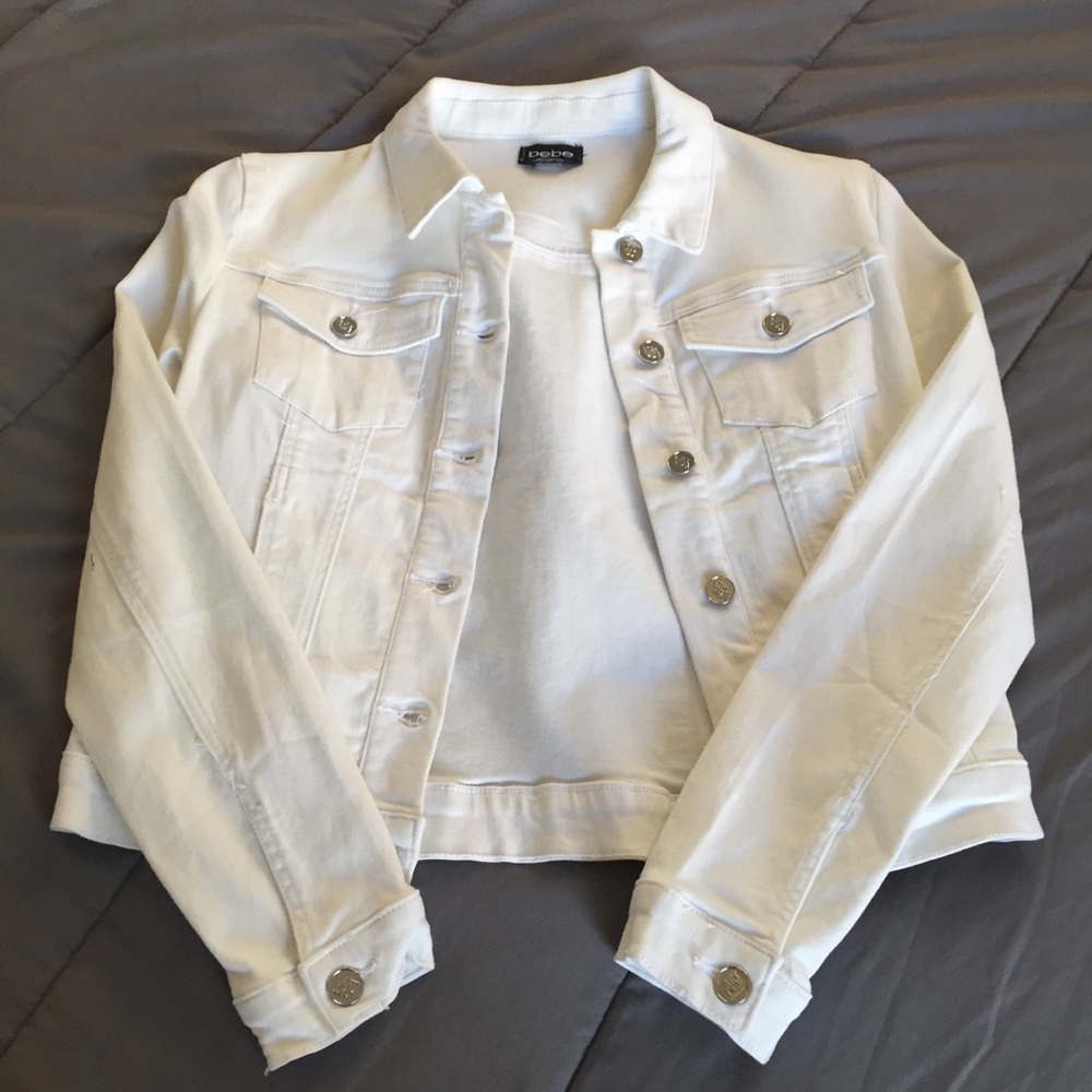 White bebe jean jacket